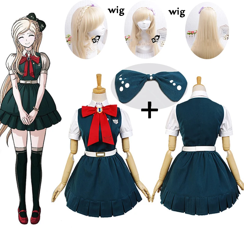 Disfraz y peluca de Cosplay de Anime Super Danganronpa 2: Sayonara Zetsubo Gakuen Sonia Nevermind hecho a medida para Halloween para mujer