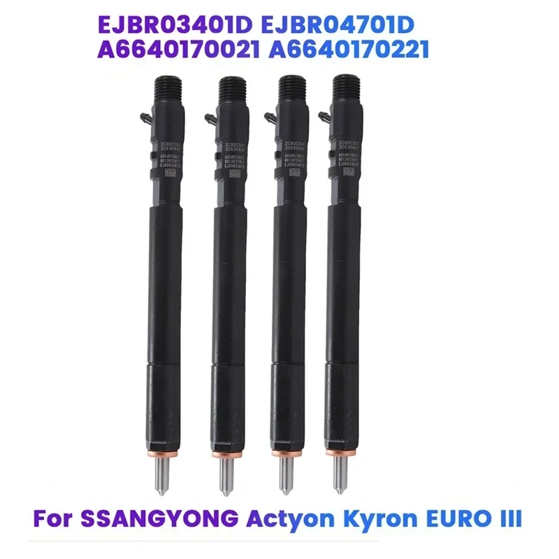 4PCS EJBR03401D A6640170021 New CRDI Diesel Fuel Injector Nozzle For Ssangyong Actyon Kyron 2.0L Xdi EURO 3