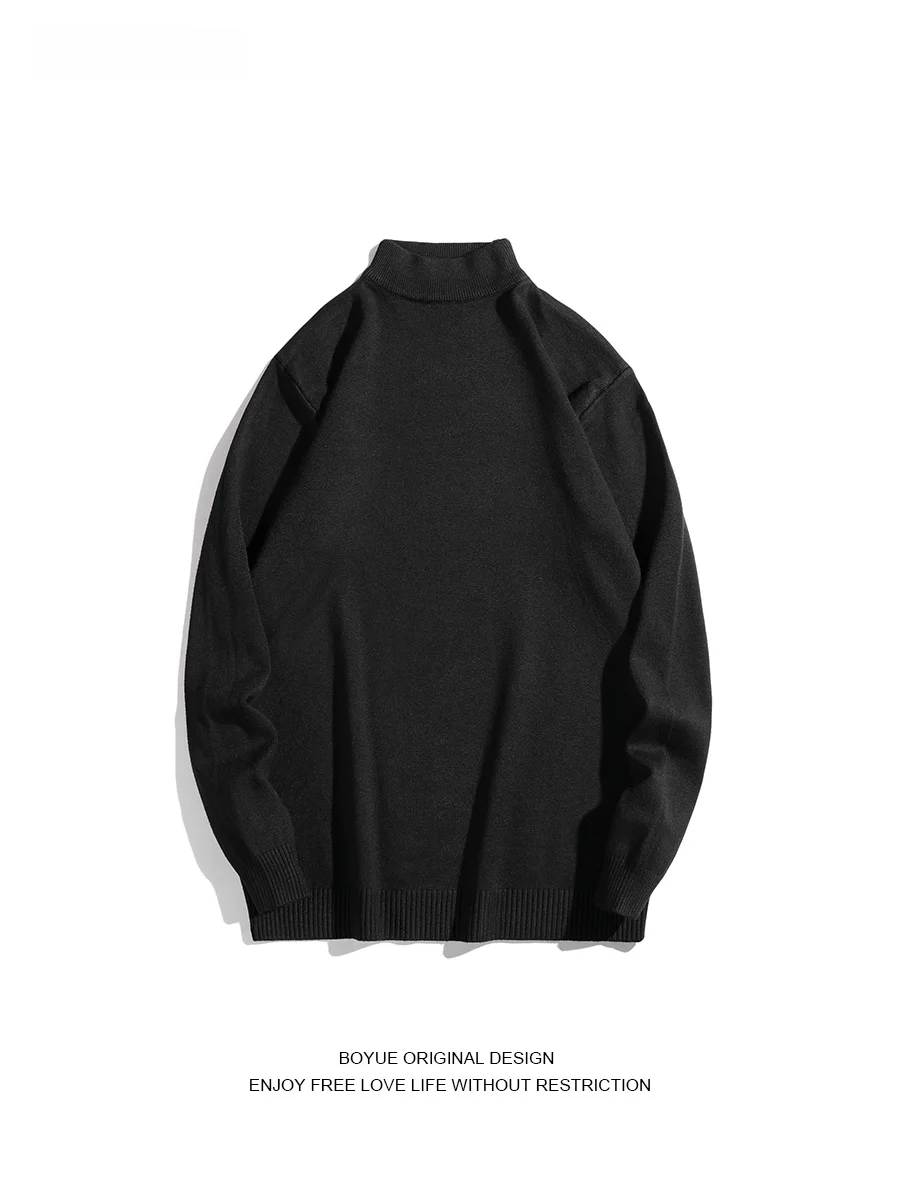 

Мужской свитер Boyue: повседневный, однотонный, с высоким воротом, трикотажный, комфортный базовый слой, универсальный, для осени и зимы, для отдыха