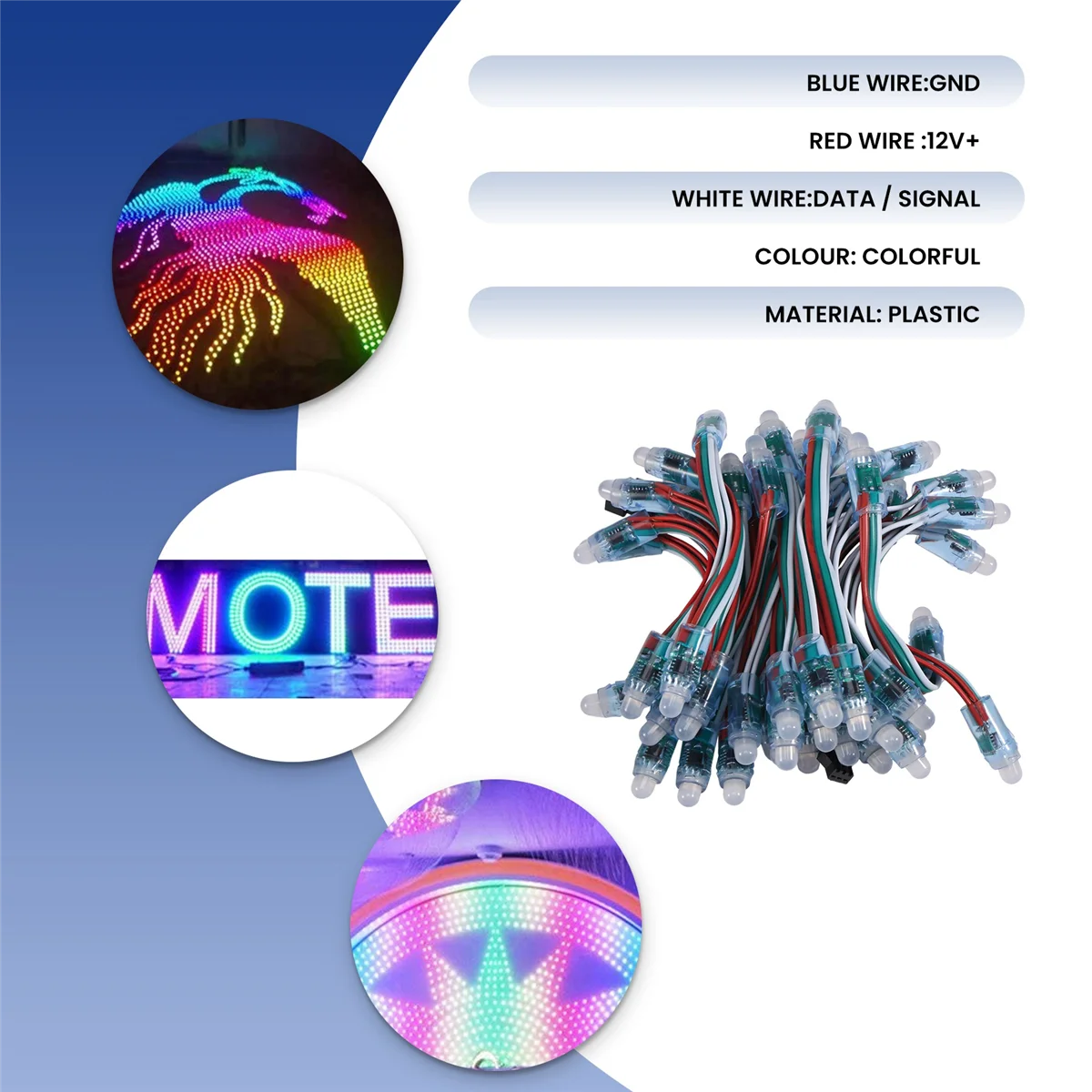 50 pièces WS2811 RGB LED Pixels lumière adressable individuellement 12mm diffusé numérique polychrome LED Module de Pixel lumière DC12V