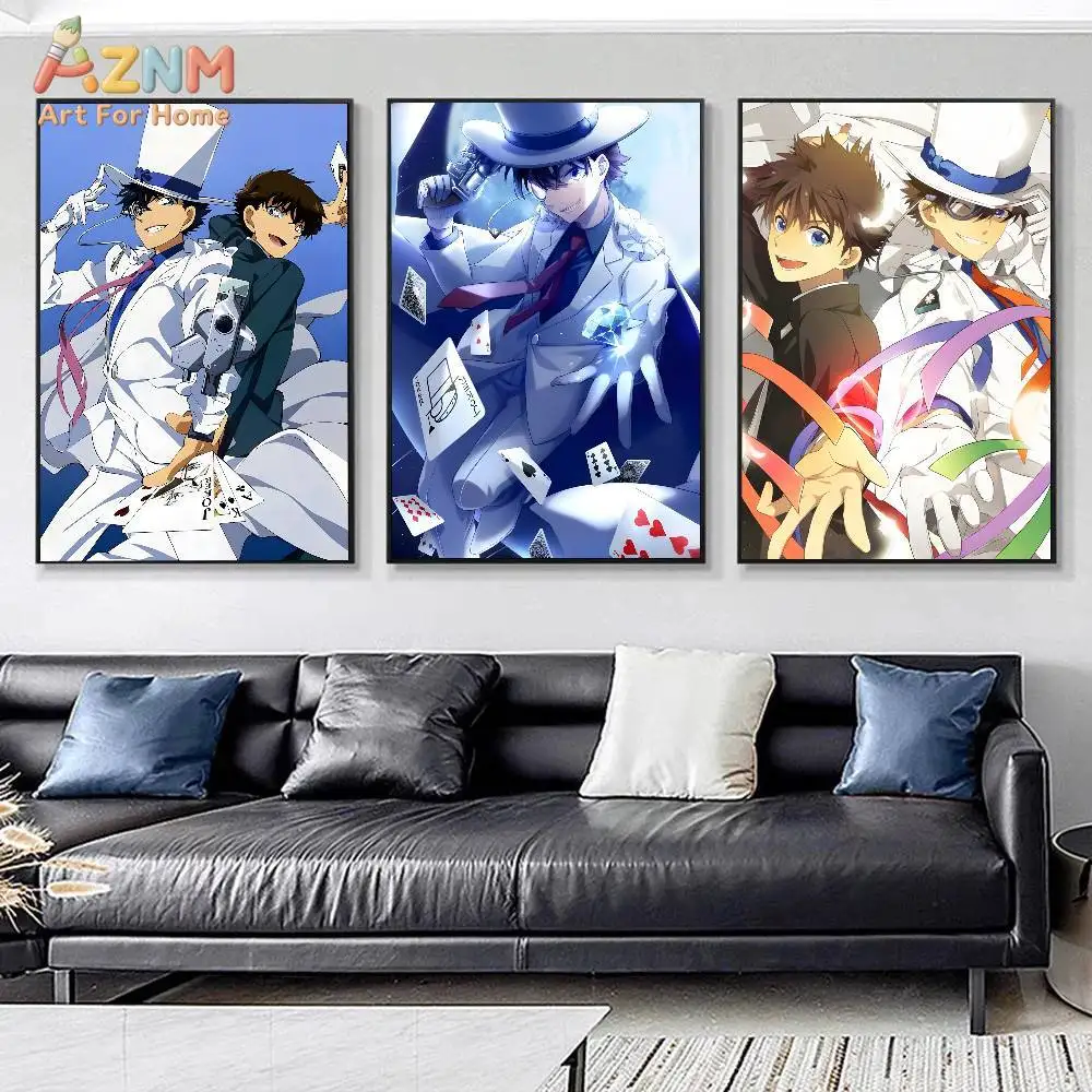 AZNM Kaito Kid Magic Detective Conan Anime Canvas Wall Art Unframed Phantom Thief Character Boys Room Decor Poster