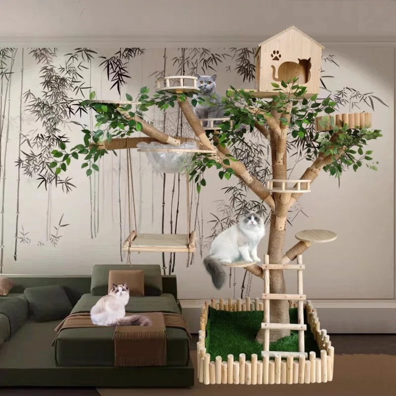 

Cat Climbing Frame Wear-resistant Non-stick Hair Real Tree Trunk Solid Wood Cat Frame Large Tree Net Celebrity Cat Climbing Tree