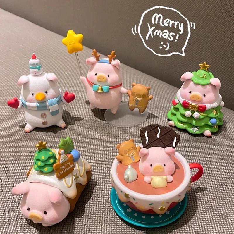 LuLu The Piggy Blind Box Toy Christmas Land Series Mystery Box Caixa Action Figure Modello carino Ornamenti Regali di sorpresa di compleanno