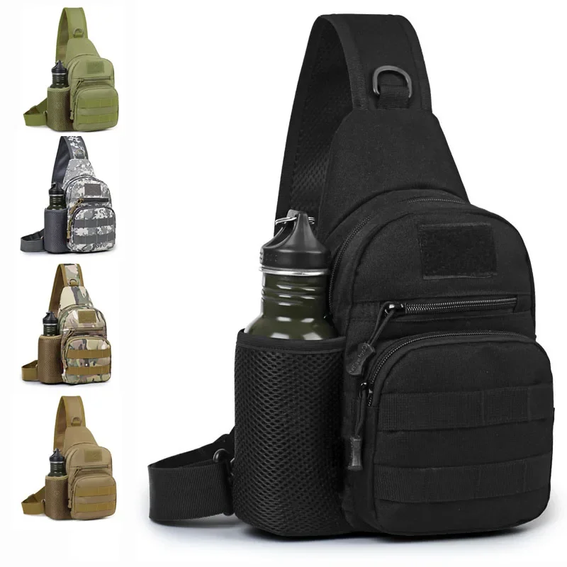 Portable Hiking Travel Sling Shoulder Bag Molle Chest Bag Men Outdoor Sports Bottle Pouch Camping Hunting Fishing Chest Backpack