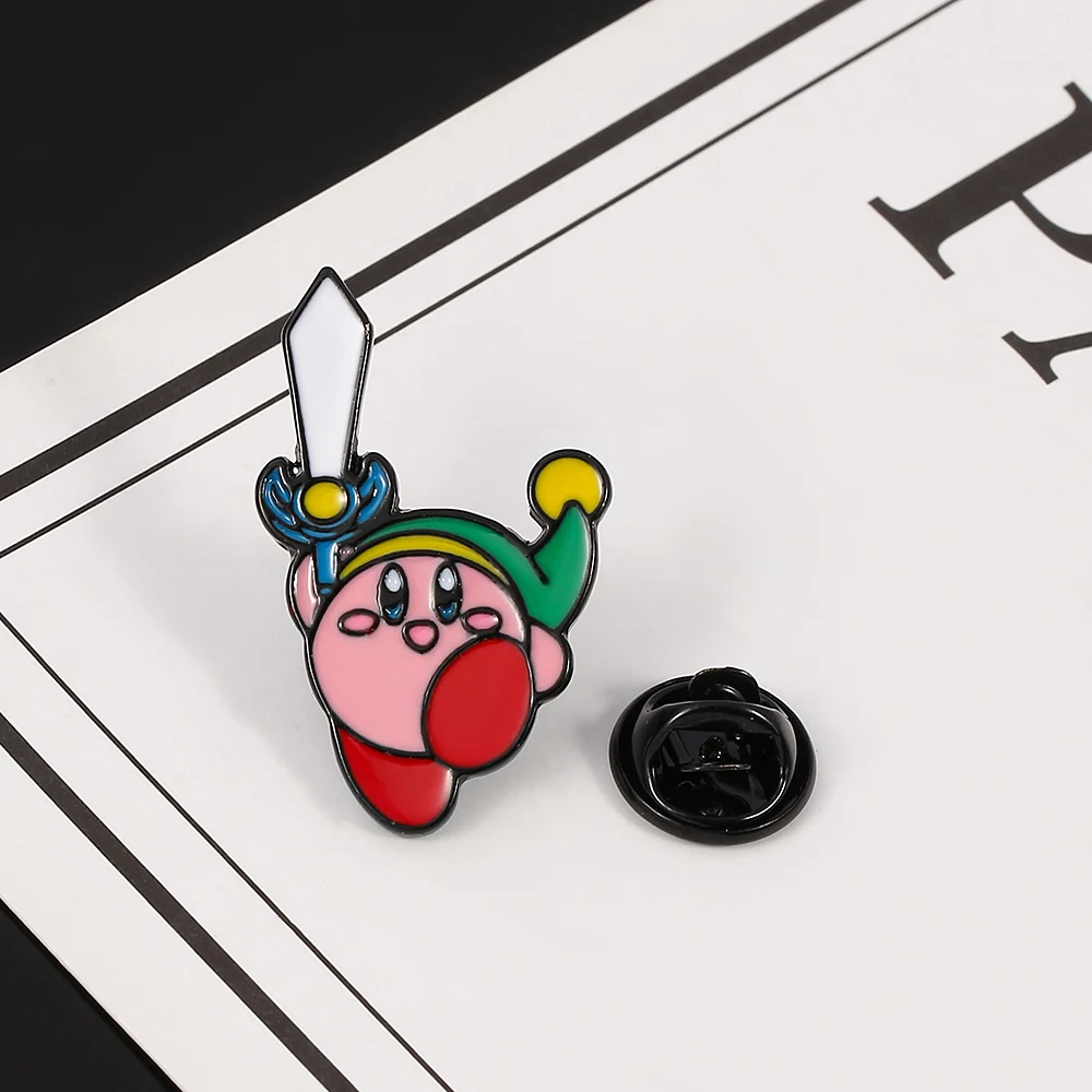 Anime Kirby Enamel Pin Cute Cartoon Game Figure Star Kirby Metal Badge Brooch Jacket Jeans Lapel Pin Decoration Accessories Gift