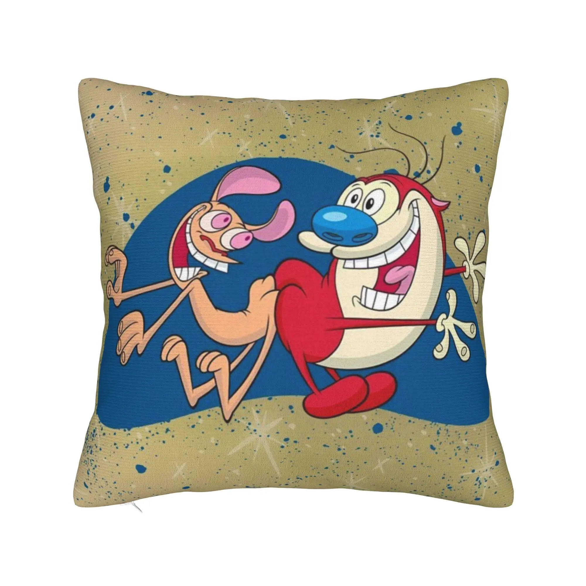 Decorative Pillowcase The Ren & Stimpy Show Cartoon Accessories Home  Pillow Case Cover Zippered Multi-Size