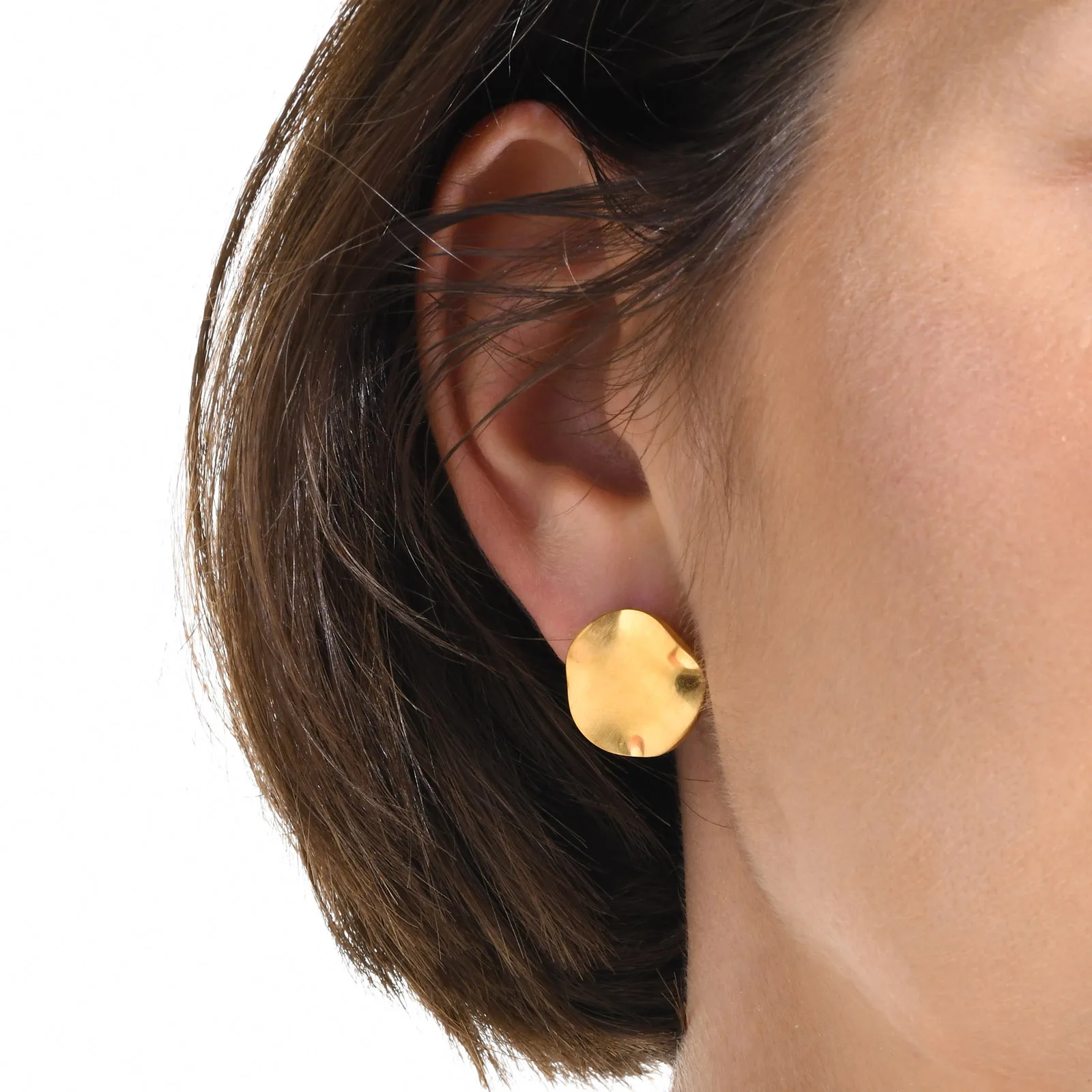 Matte Circle Disc Stud Earring Women, Simple Trendy Stainelss Steel Post Earring Geometric Jewelry