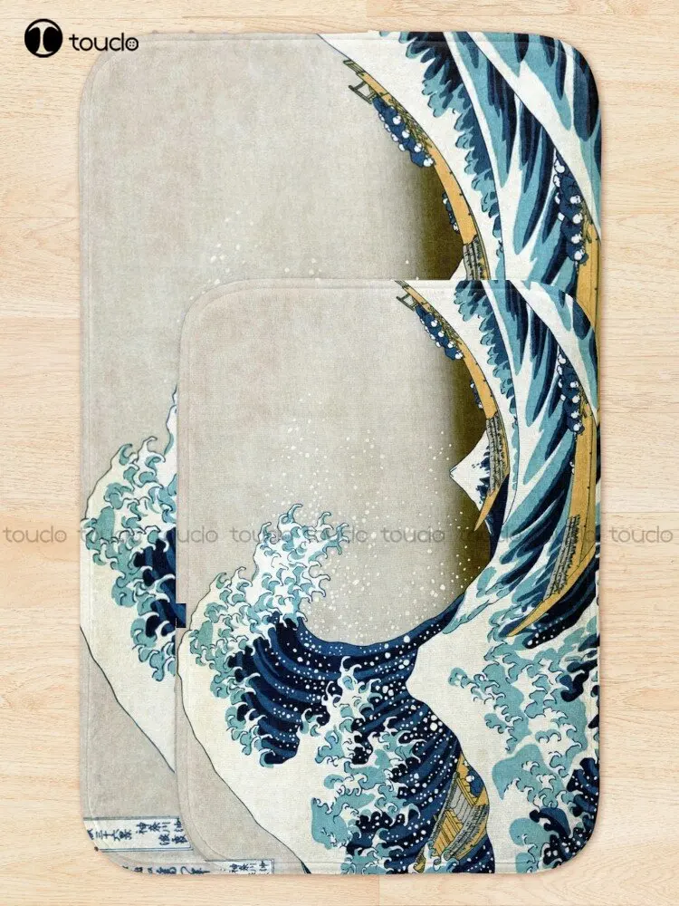 The Great Wave, Famous Japanese Artwork Kanagawa, Katsushika Bath Mat Bath Rug For Tub