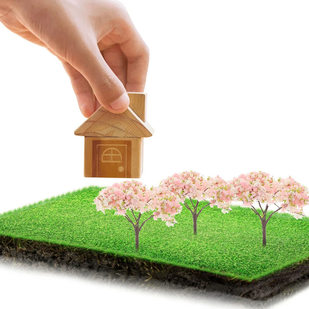 

12pcs Miniature Cherry Blossom Trees Artificial Bonsai For Micro Landscape Railway Sand Table Decor Fake Flower Trees