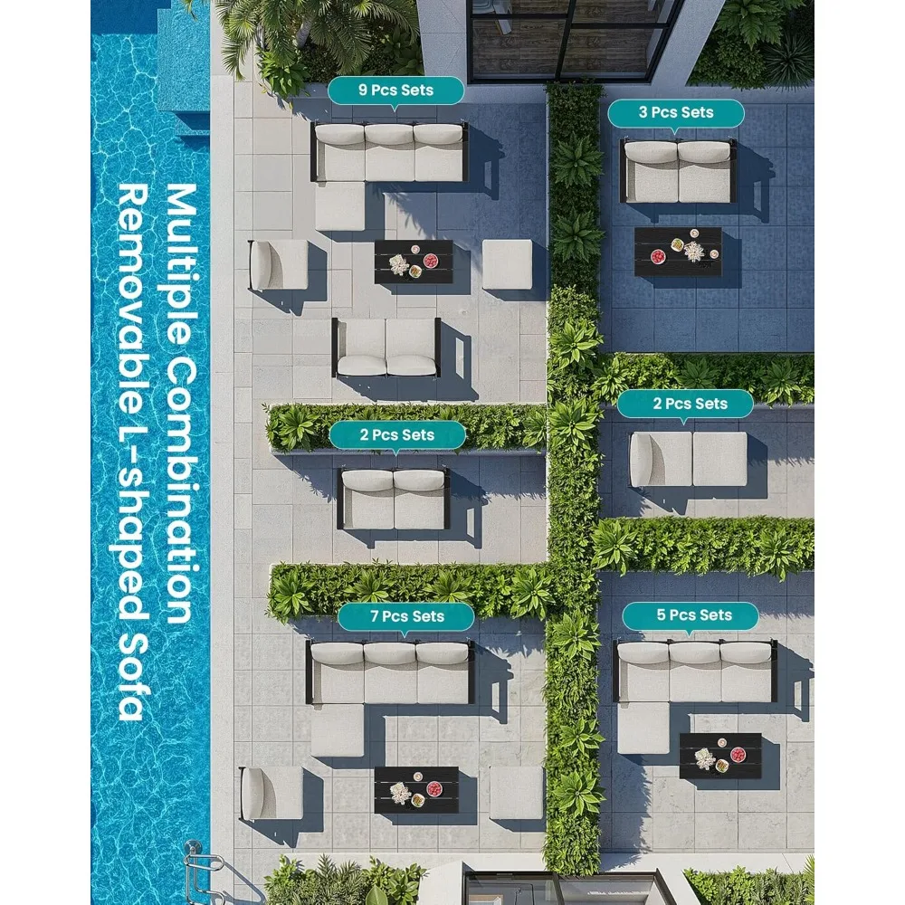 Outdoor Coffee Table, All-Weather Patio Side Table, Durable Patio Furniture Table for Garden, Deck, Porch, Poolside