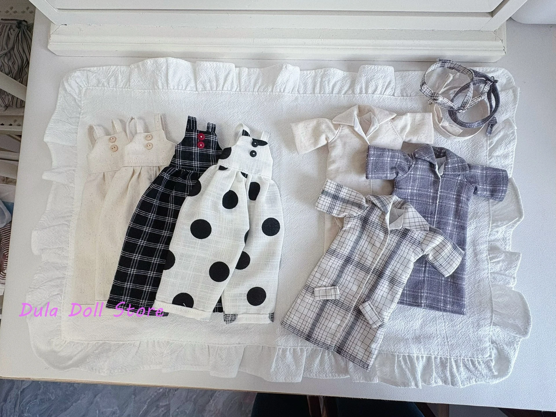 

Одежда и платье для куклы Dula, комплект из трехцветных брюк и куртки на подтяжках Blythe ob24 ob22 ICY JerryB 1/6, аксессуары для кукол