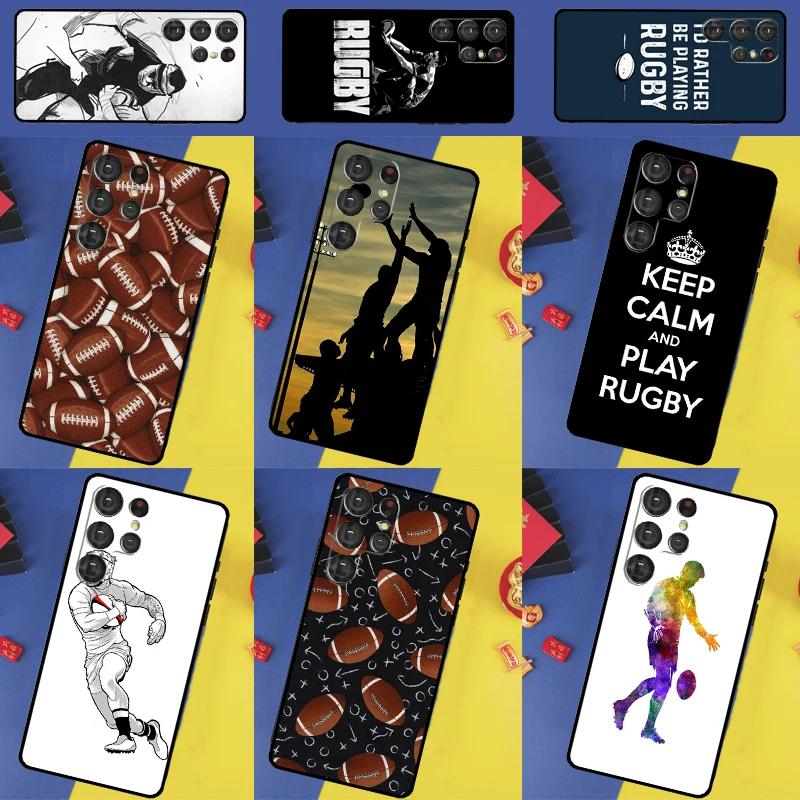 Rugby Football Sport Phone Case For Samsung Galaxy S23 S22 Ultra S21 S20 FE S8 S9 S10 Plus Note 10 20 Ultra Cover