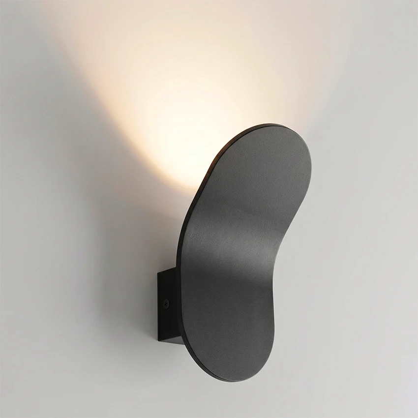 Modern Curved LED Wall Lamp 4 Colors Black Gold Coffee White Aluminum Indoor Sconce Directional Wash Light Fixture AC90-260V