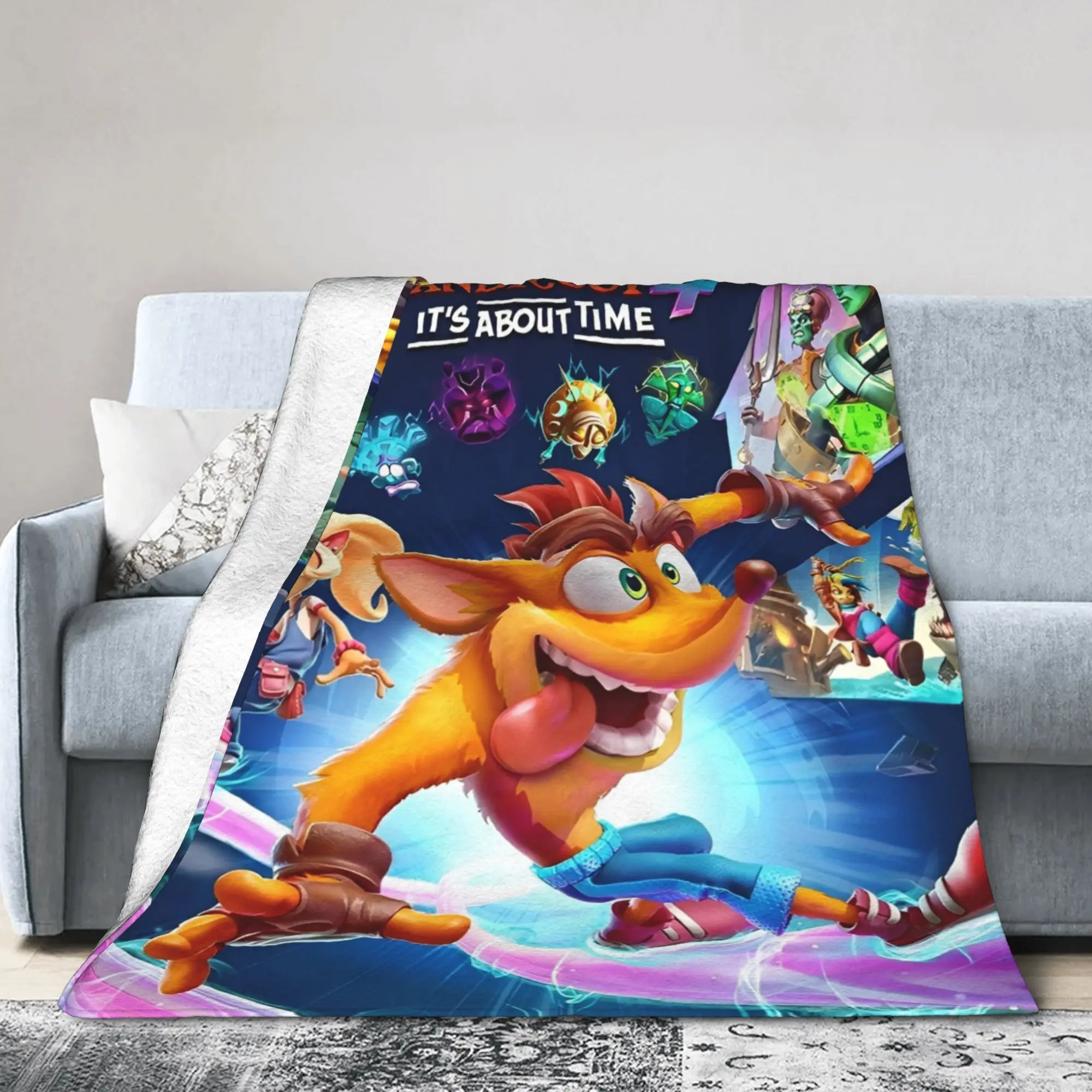 New Crashs Bandicoots Cartoon Blankets Soft Fleece Video Game Relax Throw Blankets Machine Washable