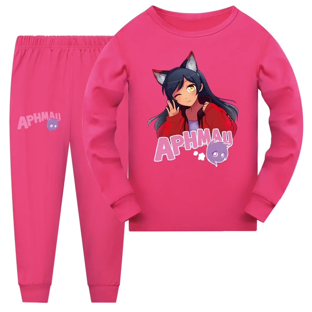 Aphmau Cat Clothes Kids Long Sleeve Pyjamas Toddler Girls Cartoon Pajama Sets Teenager Boys Autumn Sleepwear Children Nightwear