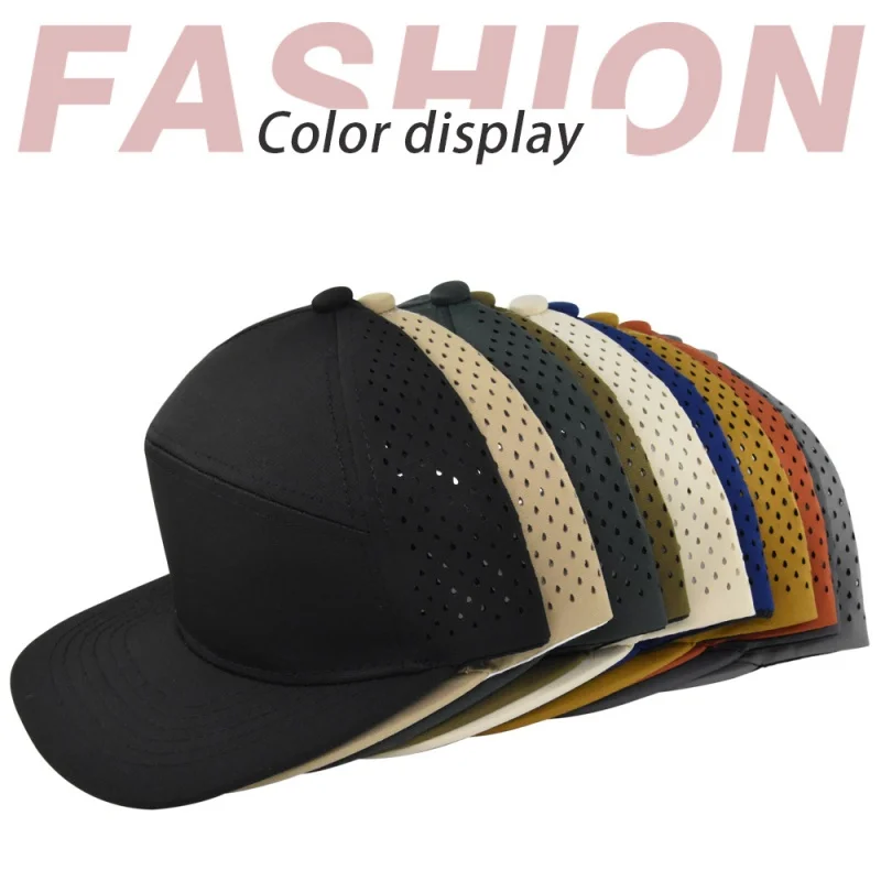 New Summer Solid Color 6-piece hard-top flat-brimmed hat for adults mesh Baseball Cap hat curved brim sun-blocking panel hat