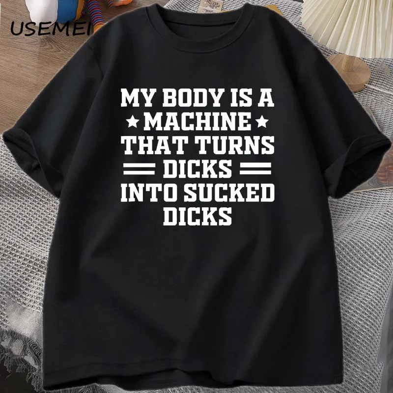 

My Body Is A Machine Hat Urns Dicks T-shirts for Men Casual Short Sleeve Men's Clothing Cotton T-Shirts Loose Men's Tops