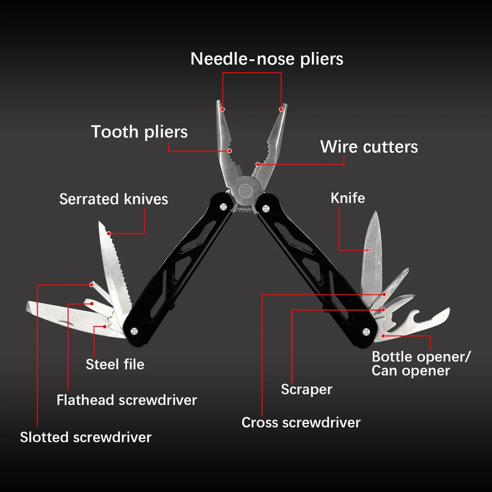 Multitool Camping Portable Stainless Steel Edc Folding Multifunction Tools Emergency Outdoor Survival Knife Pliers