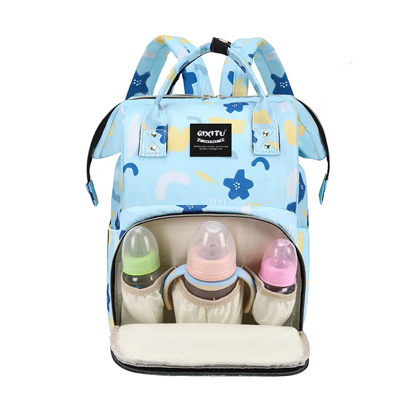 Mami Outdoor with Baby Insulated Milk Storage Backpack Portable Storage Fashion Oxford Shoulder Mother and Baby Bag