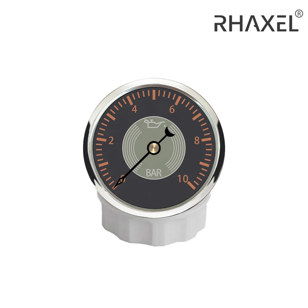 RHAXEL 2 ''قياس ضغط الزيت العالمي 0-10Bar 12V 24V لجرار السفن RV مع إضاءة خلفية حمراء وأصفر