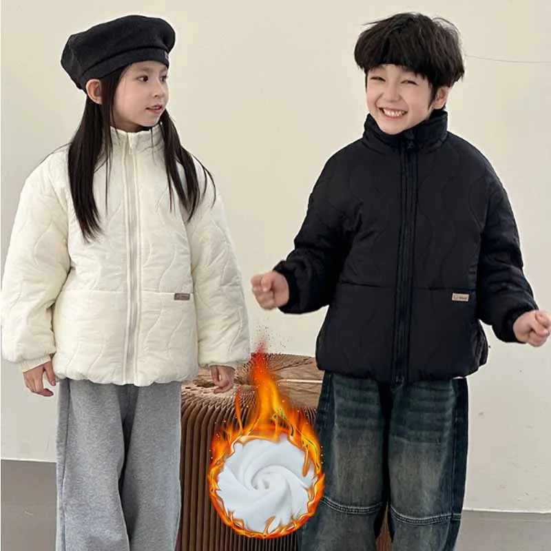 

Зимнее стеганое пальто, утепленная куртка для мальчиков, теплая однотонная хлопковая одежда для девочек, новая детская короткая повседневная верхняя одежда, осенние детские парки