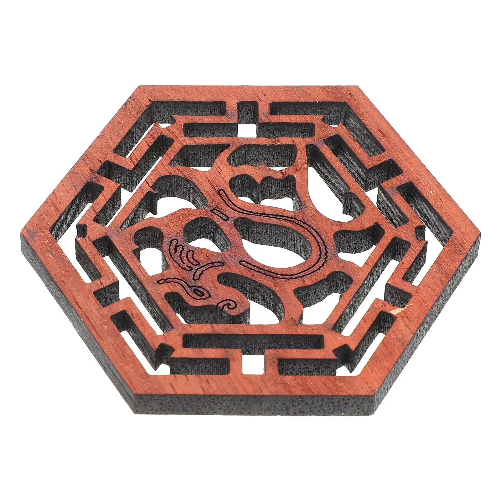 Handcrafted Redwood Erhu Sound Window Traditional Hexagonal Frame with Dragon Motif for 2-String Chinese Violin Resonance