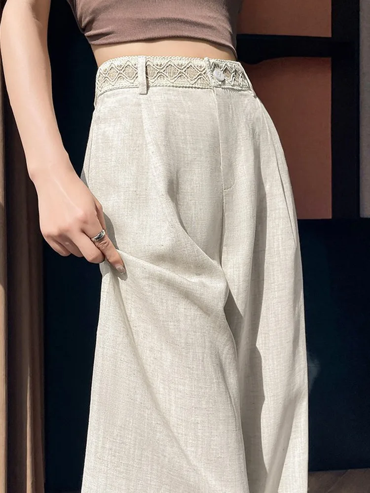 

High Waist Wide Leg Pants Linen Loose Thin Summer Casual Cotton Linen Floor-Length Women's Comfortable Breathable