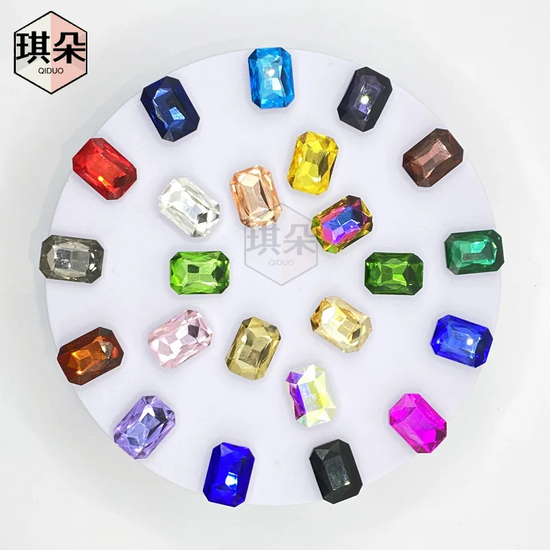 

10x14mm Rectangular Octagon Transparent Nail Crystal Decoration for women's Clothing and Beads for Needlework