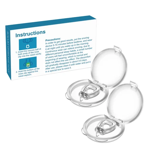 Imagen 2 del producto 1-8 Uds. De silicona magnética antironquidos, Clip para la nariz, bandeja para dormir, ayuda para dormir, protector de Apnea, dispositivo nocturno con funda Anti Ronco