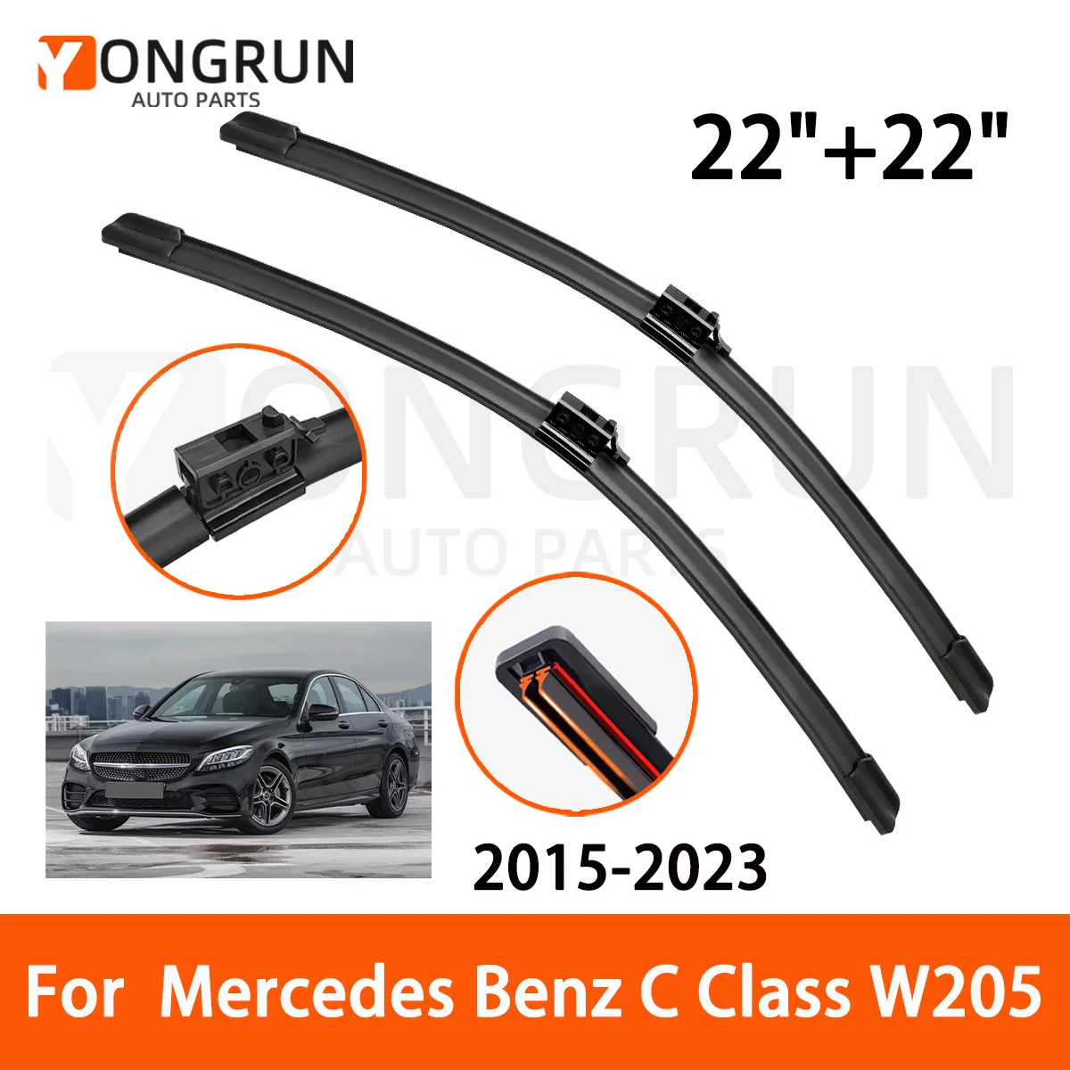 2PCS Automotive Front Wischer Klingen Geeignet Für Mercedes Benz C-Klasse W205 2015-2023 Scheibenwischer 22 "+ 22" Automotive Teile