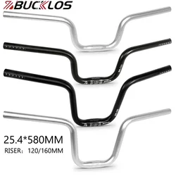 BUCKLOS Bicycle Swallow Handlebar 25.4mm 580mm Bike Riser Handlebar Aluminum Alloy Bicycle U Shaped Handle Bar for Folding Bike