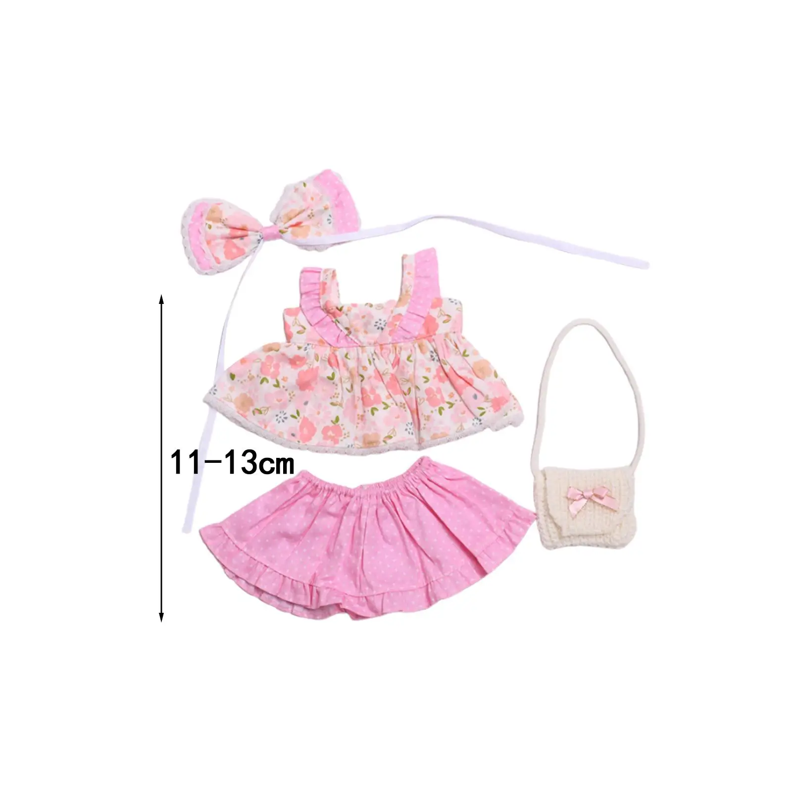 Plush Figure Dress Dress up Clothing Photo Props with Hair Bow for Hands on Imagination 14.96inch Doll Flexibility Coordination