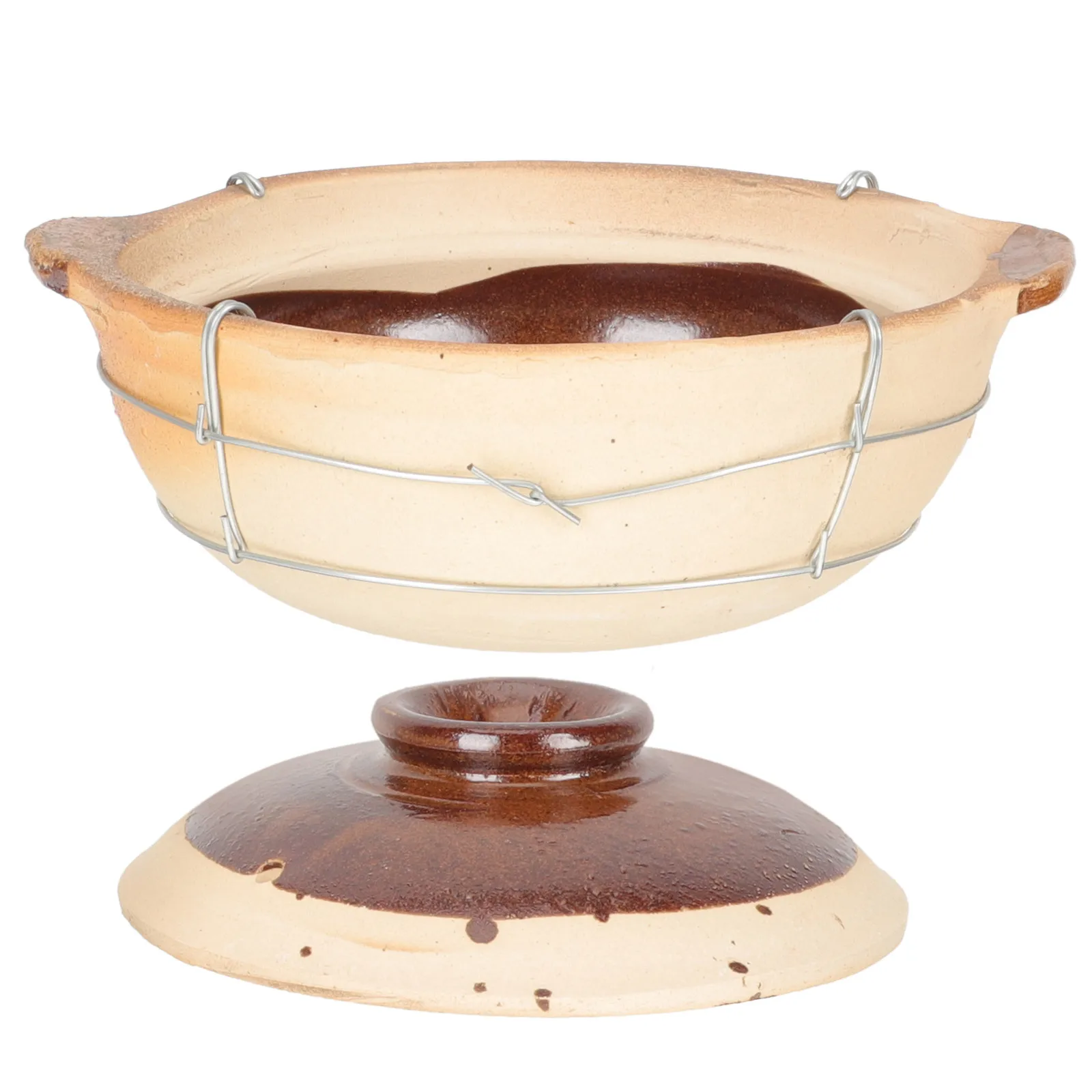 

Single Handle Casserole Pottery Clay Kitchen Cooking Pot for Home Use Steam Vent Lid High Temperature Resistant