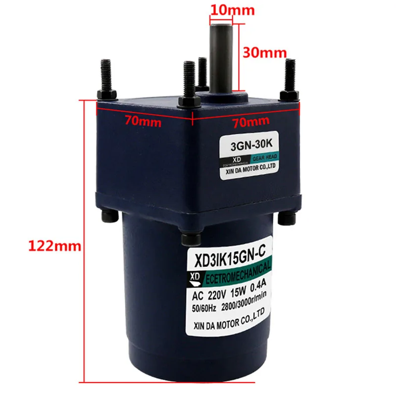 15W Induction AC 220V Motor 3IK15GN-C Fixed speed Gear Reducer Motor Single-Phase Motor Miniature Slow Speed Engine