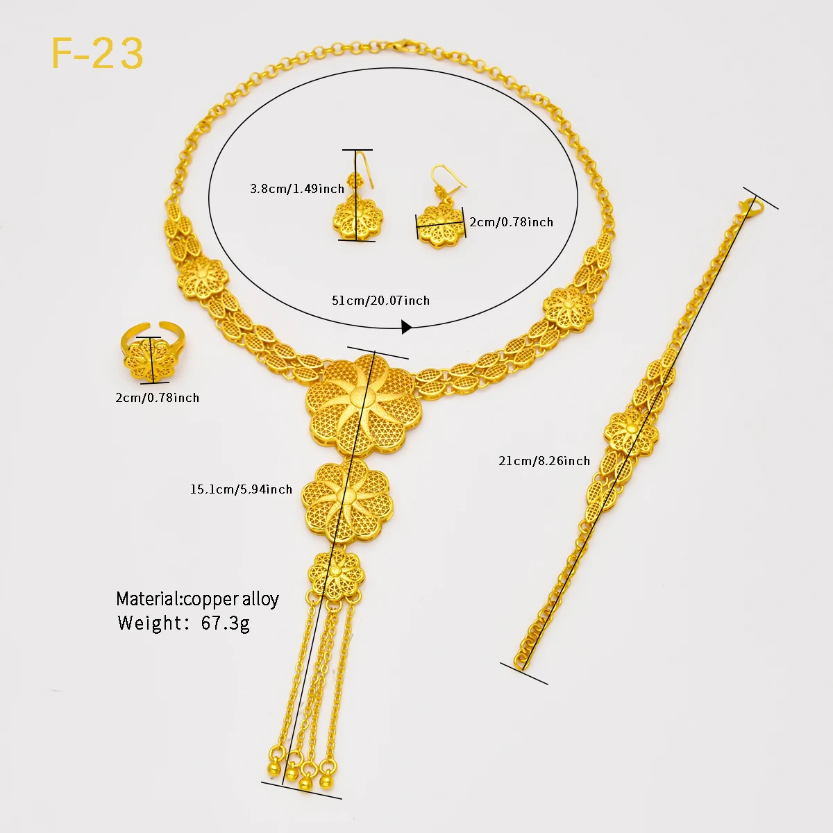 Dubai Indisches 24k Vergoldetes Schmuckset für Damen Party Arabische Afrikanische Lange Halsketten-Sets Braut Hochzeitsgeschenke Schmucksets – Detail 5
