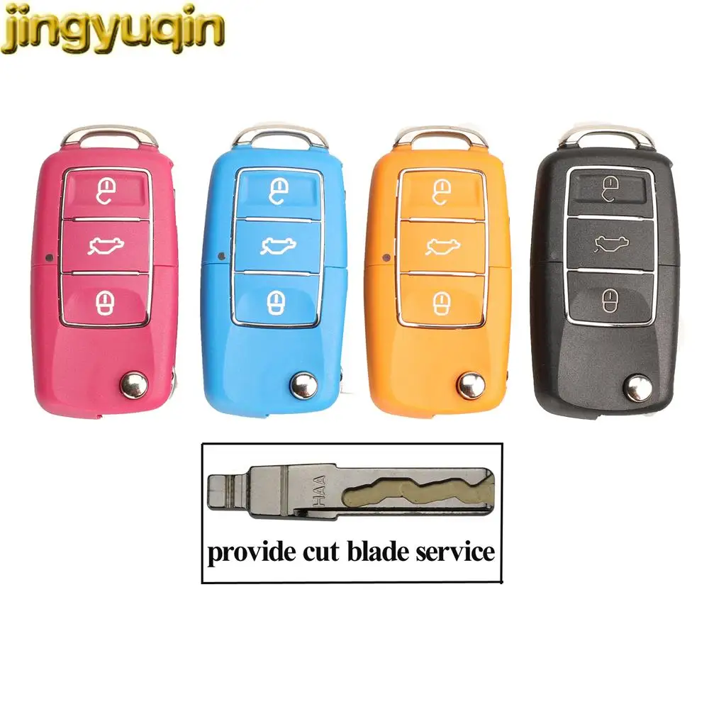 

Jingyuqin Uncut/Cut Blade 3 Button Car Key Shell Fob for VW Volkswagen Jetta Golf Passat Tiguan Sagitar MK6 Polo Bora Skoda Seat