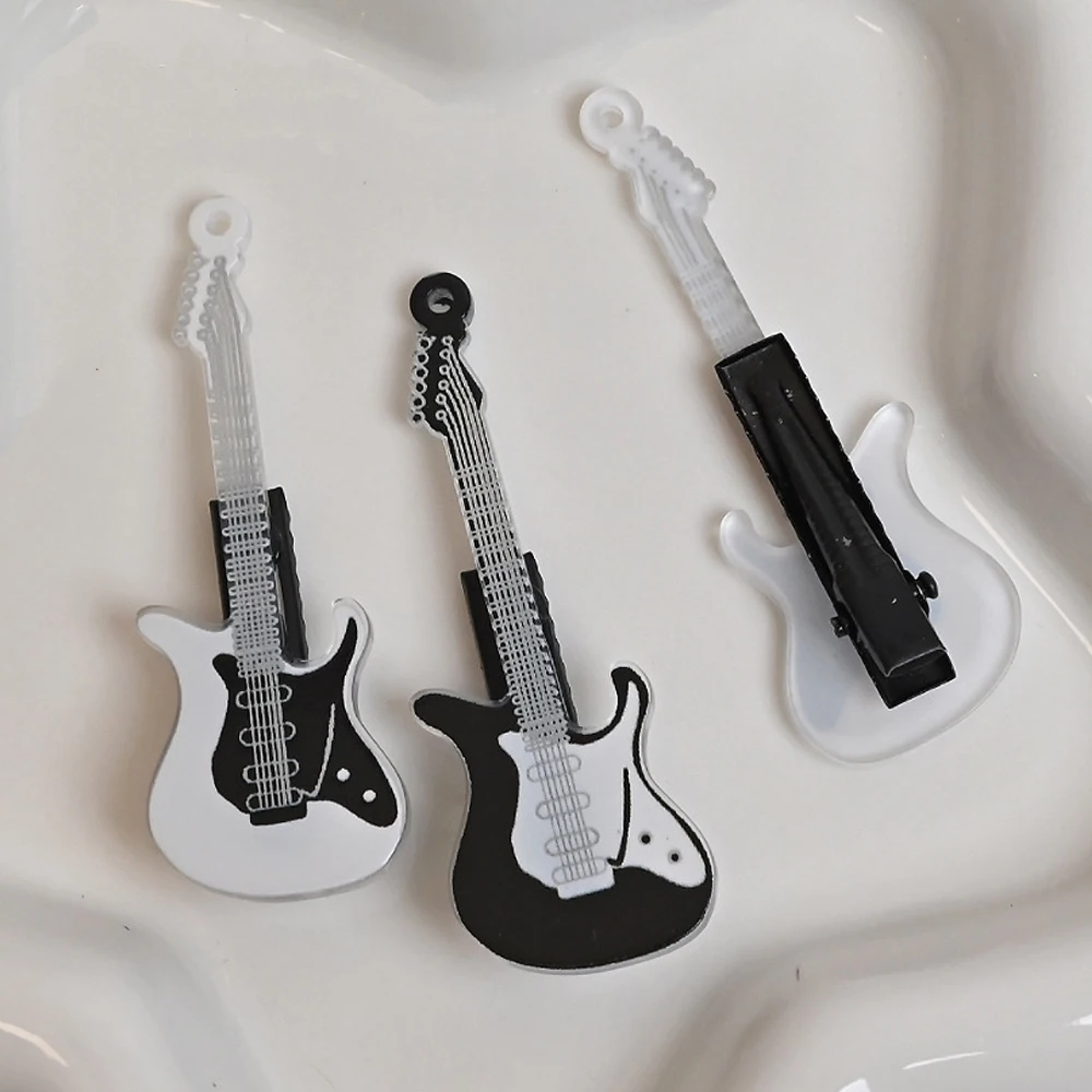 Y2k فتاة حار الغيتار مشبك شعر الاكريليك Harajuku نمط الانفجارات اكسسوارات لطيف ثقافة فرعية مضحك الألفية مقاطع الشعر