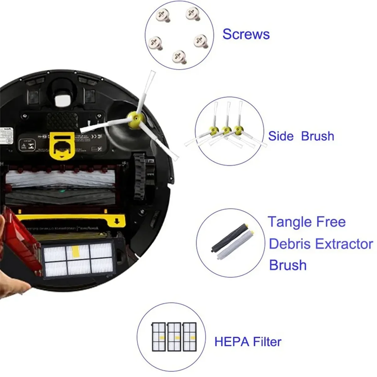 Gut hergestellte HEPA-Filter Hauptseitenbürsten für IRobot Roomba 800 900 Serie 805 864 871 891 960 961 964 980 Staubsaugerteile