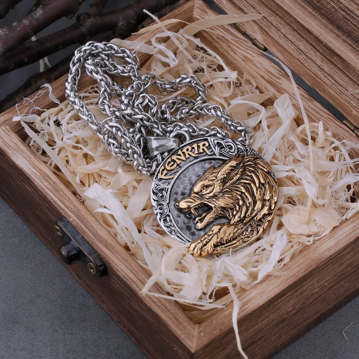 Vintage Viking Fenrir Wolf Head Necklace Never Fade Stainless Steel  Men's Odin Amulet Pendant Jewelry Gift Dropshipping