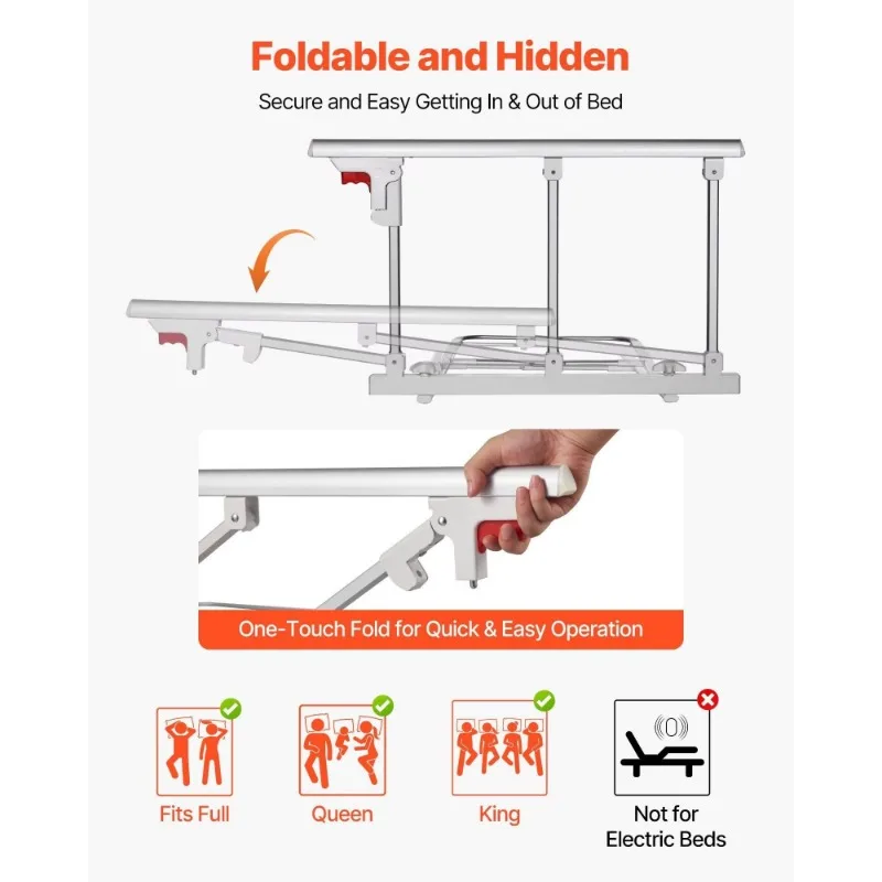 Adjustable height, with bedside railing, high-strength foldable auxiliary device