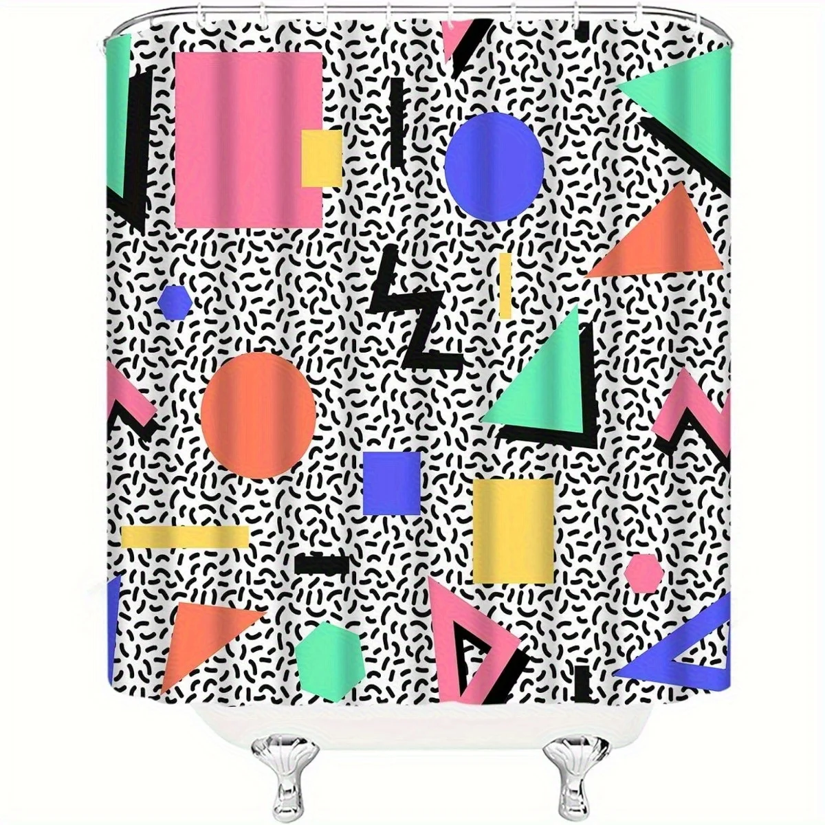 80년대 90년대 기하학적 샤워 커튼 모던 추상 직사각 - Shower Curtain Liner 리뷰 및 가격