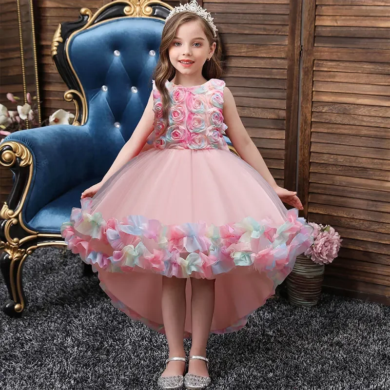 Summer Kids Girls Party Dresses Fashion Children Flower Girl Dresses Lace Sleeveless Party Dress for Kids Girl 3-10Y
