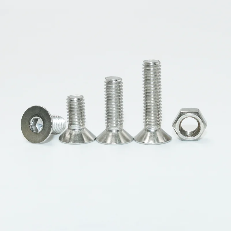 Hex Socket Countersunk Flat Head Screw Kit M2 M2.5 M3 M4 M5 M6 Hexagon Allen Bolt Nut 304 Stainless Steel DIN7991 Machine Screw