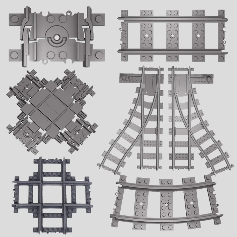 MOC قطارات المدينة المسارات المرنة لينة مستقيم القضبان المنحنية التبديل السكك الحديدية معبر متشعب المسار بنة الطوب الاطفال لتقوم بها بنفسك اللعب #1
