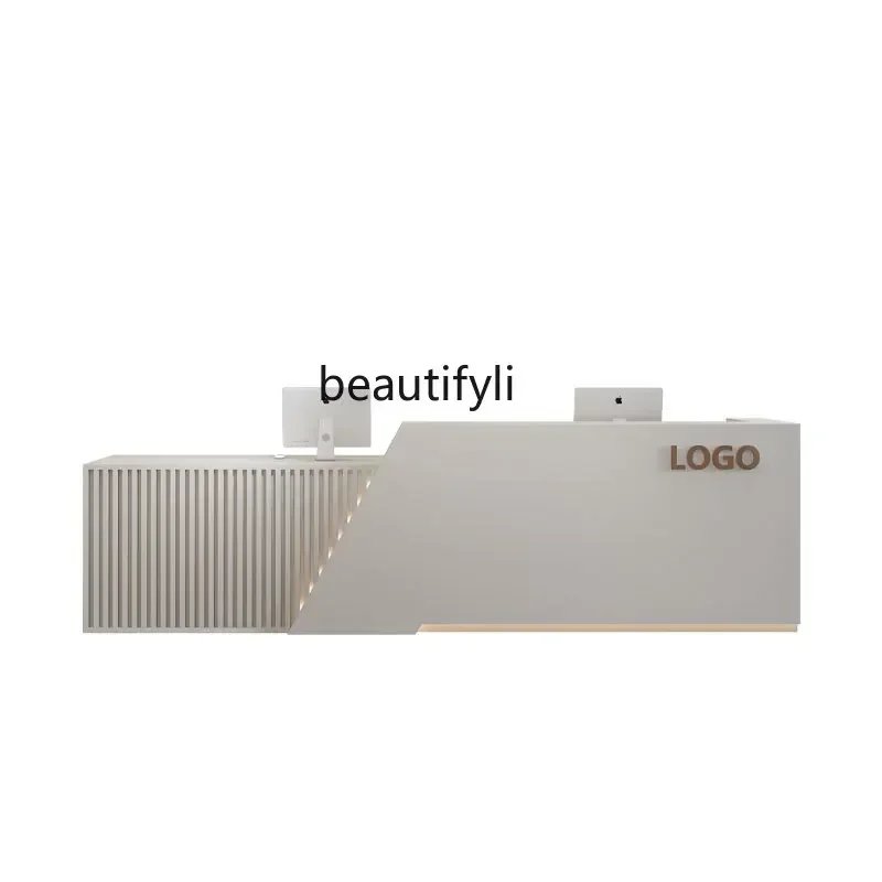 G8578 Modern Company Simple Bar Counter Barber Shop Front Desk Beauty Salon Cashier Desk New Chinese Paint Reception Desk Counte