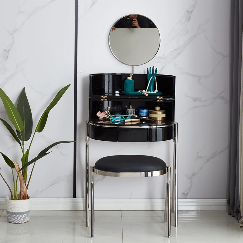 ضوء أسود فاخر خفيف فاخر من الخشب الجمال تصميم بسيط منضدة الزينة نظام خمر Penteadeira صالة جناح الأثاث