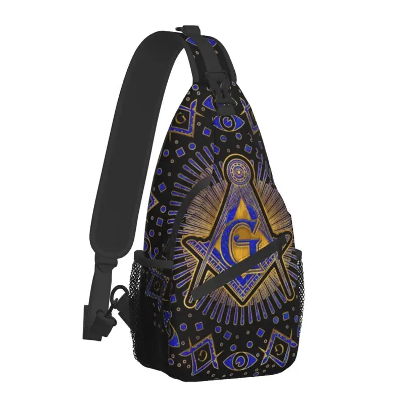 Fashion Freemasonry Symbol Crossbody Sling Backpack Men Freemason Masonic Shoulder Chest Bags for Hiking