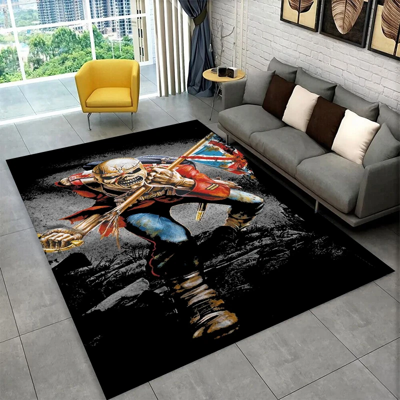 3D I-Iron Maiden Metal Band Carpet Rug for Playroom Bedroom Living Room Sofa Home Decor,kid Game Area Rug Non-slip Floor Mat
