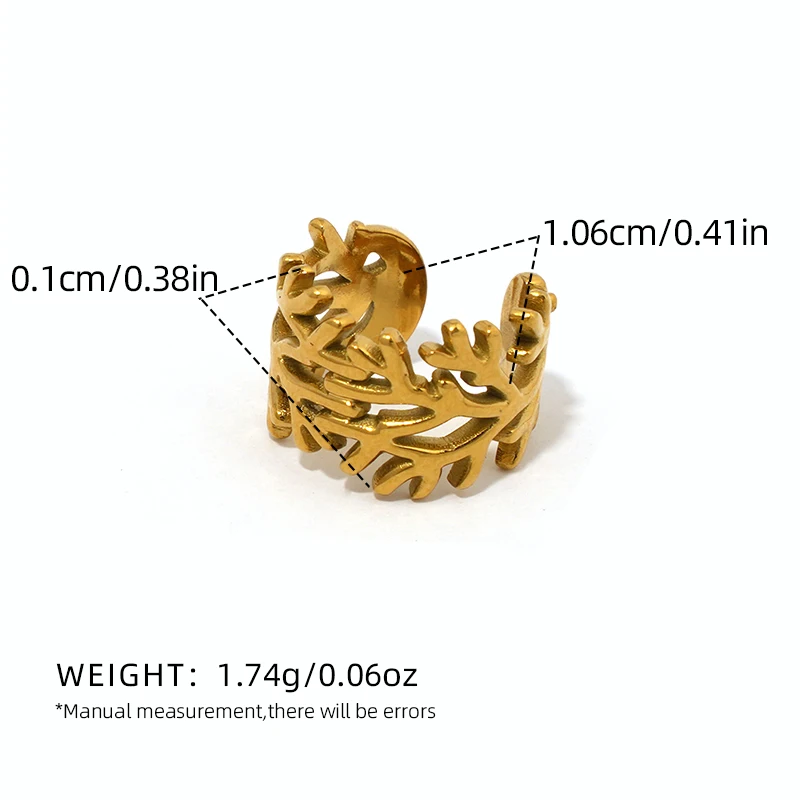 Exquisite and stylish coral design stainless steel ear clip 18K gold-plated waterproof jewelry for dates, everyday wear - Detail 1