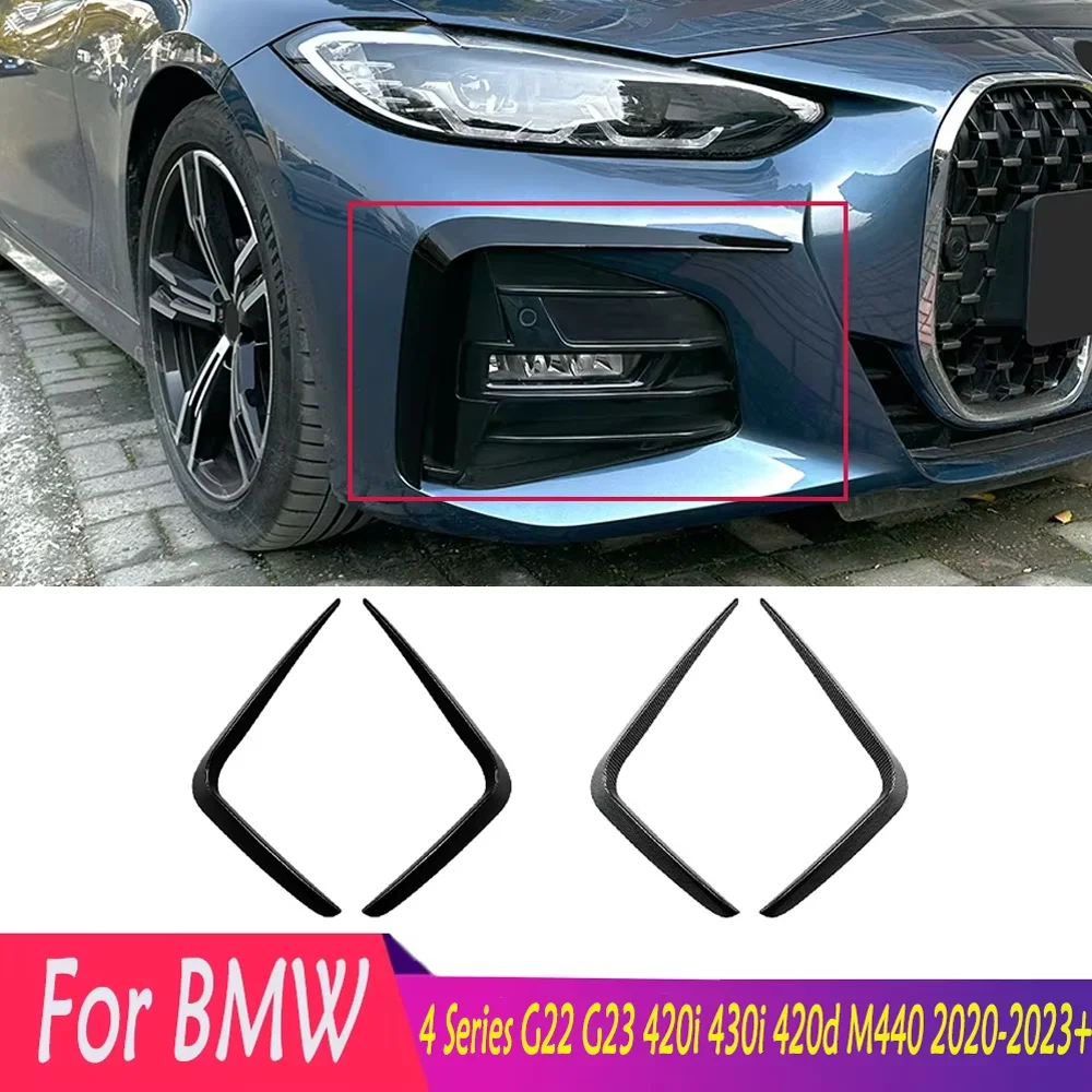 

For BMW 4 Series G22 G23 420i 430i 420d M440 2020-2023+ Front Bumper Lip Splitter Fog Lamp Grille Trim Cover